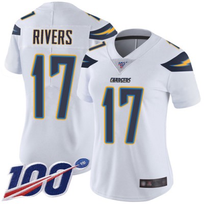 Nike Los Angeles Chargers #17 Philip Rivers White Women's Stitched NFL 100th Season Vapor Limited Jersey